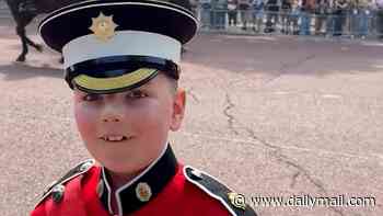Eyes left! Adorable moment the riders of the Blues and Royals give young fan a thrilling acknowledgement