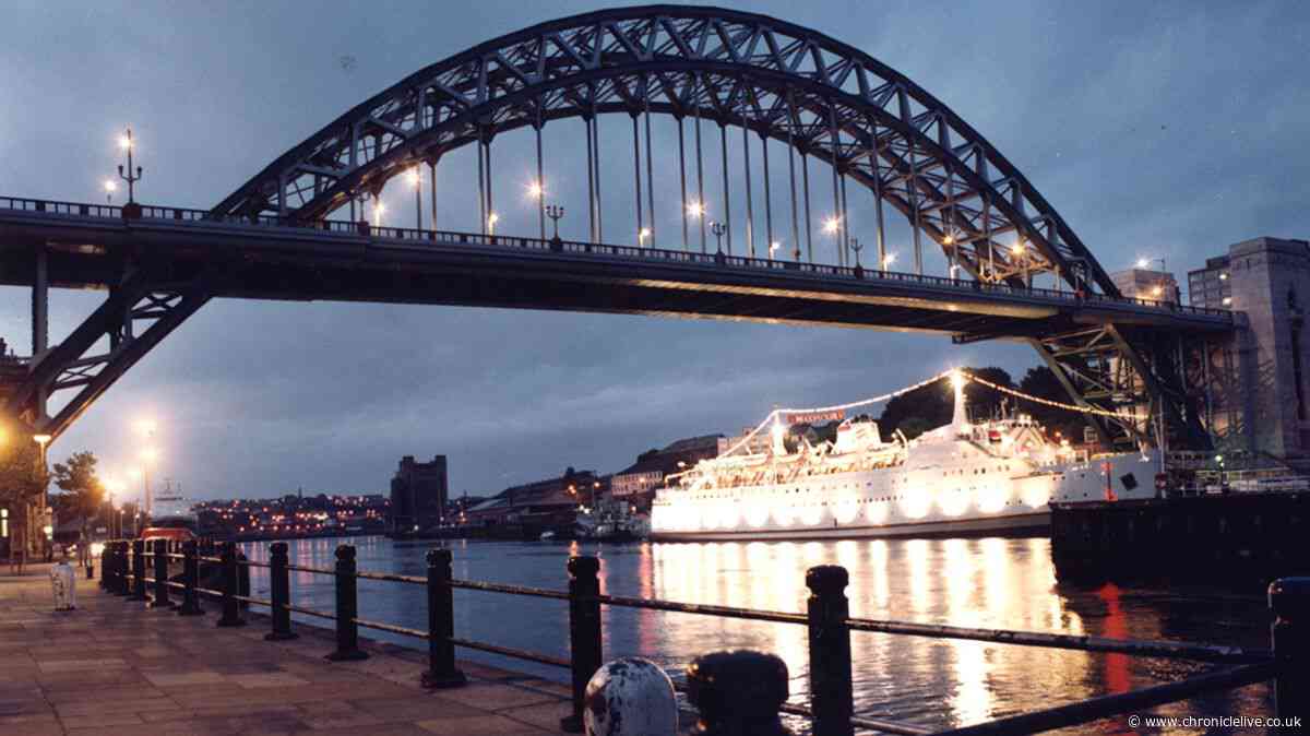 The Tyne Bridge and Tuxedo Princess in 1984 - and a very different Quayside today