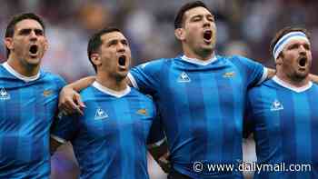Now Argentina's RUGBY players mock England after World Cup semi-final victory: Stars wear tribute to 'Hand of God' kit for Nations Championship clash