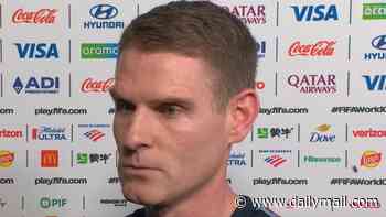 'Emotionally drained' England coach Anthony Barry appears on the brink of tears during half-time interview as he speaks of Three Lions stars' 'broken hearts' after World Cup exit