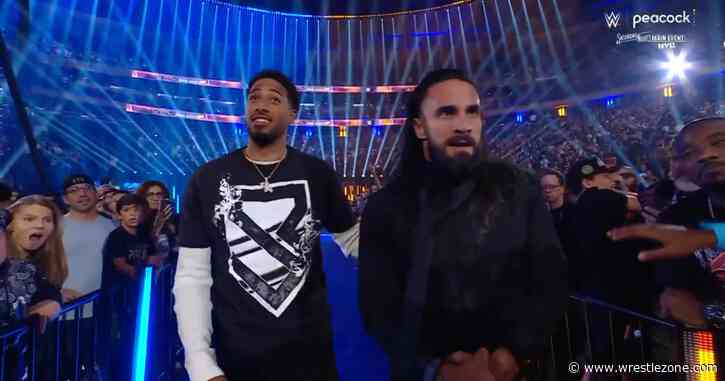 Seth Rollins & Tyrese Haliburton Interrupt Roman Reigns & Jalen Brunson at WWE Saturday Night’s Main Event