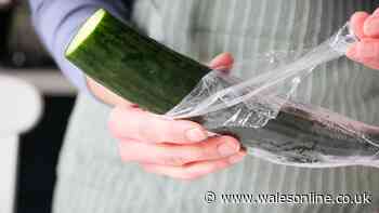 Cucumbers will stay fresh and firm for nearly 3 weeks if covered with 2 kitchen items