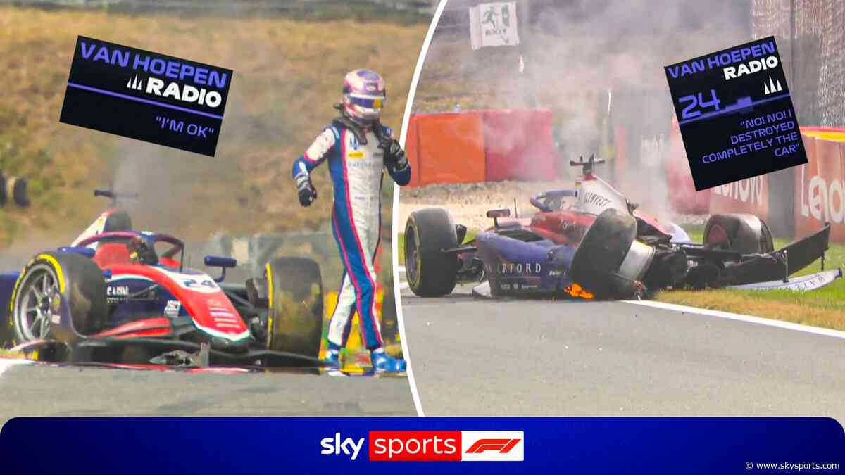 BIG F2 crash sparks fire forcing red-flag stoppage in Belgium