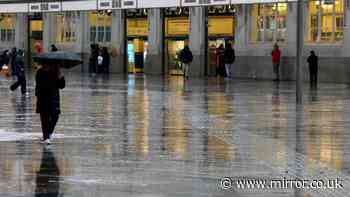 Met Office names 12 areas facing downpours on Monday as weather maps turn blue