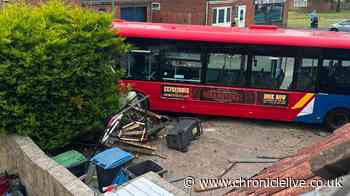 Family's lucky escape as bus carrying passengers smashes into North East garden