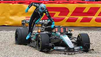 George Russell OUT of the Belgian Grand Prix after collision with Lewis Hamilton in chaotic first lap