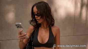Jackie Apostel shows off her abs and scar from her spinal surgery as she shares snaps in a bralet while living it up in the States with the Beckhams