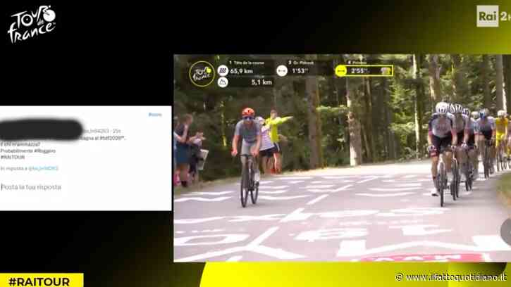 “Cocomero e tappa di montagna al Tour de France. E chi m’ammazza? Probabilmente Roggero”: il tweet finito in sovrimpressione durante la diretta su Rai 2