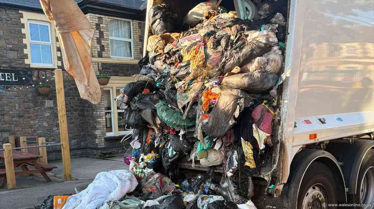 Bin lorry bursts into flames opposite Cardiff pub