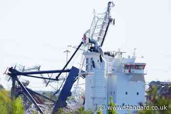 Person injured after ship reportedly collides with crane