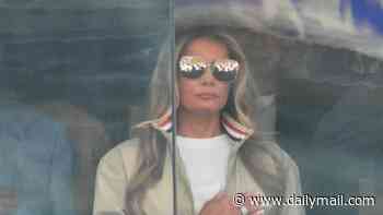 Melania Trump steals the show at World Cup final in youthful all-white look and patriotic bomber jacket