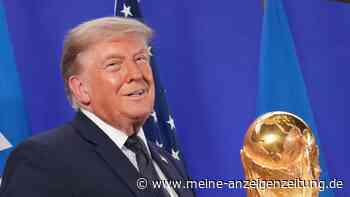 Mitten im WM-Finale tätschelt Trump am WM-Pokal rum