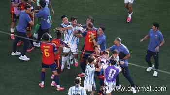World Cup final descends into violence at full-time whistle as Spain and Argentina players clash in ugly scenes