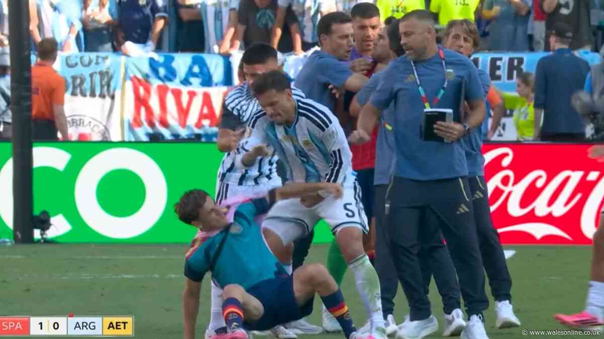 World Cup final ends in violence as Argentina star throws punches in despicable scenes