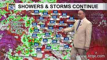 Monsoon storms continue for parts of New Mexico to start the week