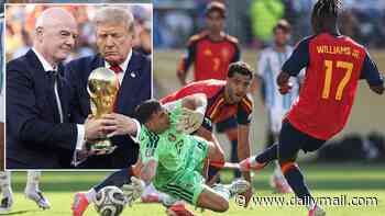 Spain fans direct sarcastic chants of 'Infantino' at FIFA President after Nico Williams goal controversially disallowed - amid 'rigged' World Cup accusations