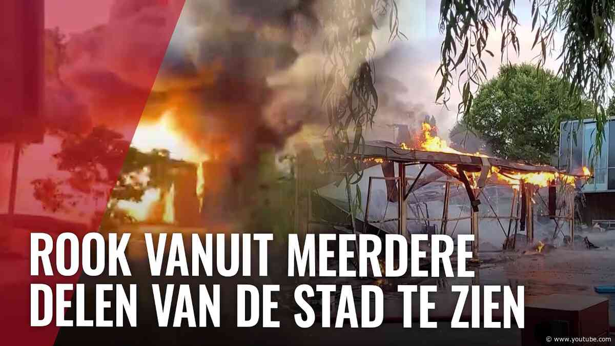 Grote brand bij loods op Radioweg na explosie