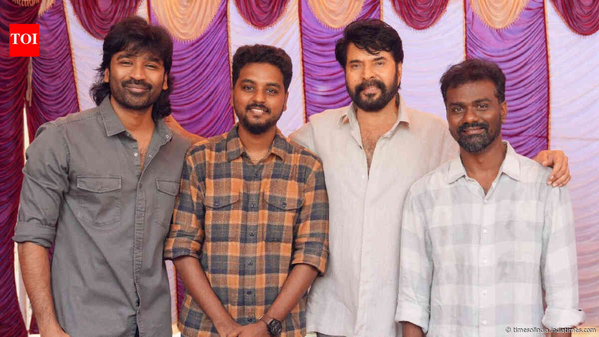 Mammootty, Dhanush, Rajkumar Periyasamy, &amp; Kalaivanan celebrate together