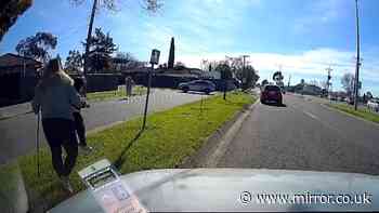 Hero woman uses walking stick to save toddler as he runs head first towards traffic