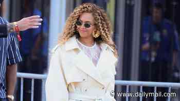 Beyonce wears sheer lace catsuit beneath jacket after watching World Cup final in New Jersey