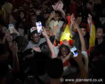 Wild scenes in London's West End as thousands of Spain fans celebrate World Cup victory