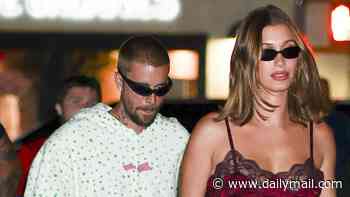Hailey Bieber stuns in red with husband Justin at post-World Cup dinner before joining stars at Skylark party