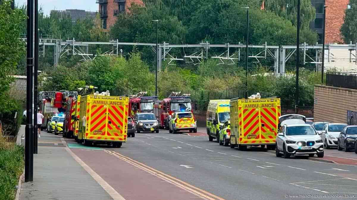 Huge emergency response as person dies on train tracks in Salford