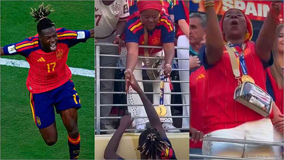 Nico Williams attraversa il campo per mettere la medaglia d’oro al collo della madre: attraversò il Sahara incinta