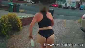 Doorbell camera catches semi-naked woman allegedly stealing milk at 5am