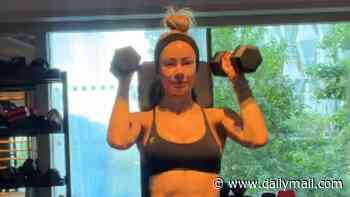 Ab-flashing Olivia Attwood squeezes in a 5am workout before a busy day of photoshoots and meetings as she eyes up 'world domination'