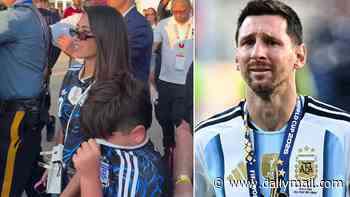 Lionel Messi's distraught wife Antonela Roccuzzo is escorted out of MetLife by security after legend's World Cup final tears