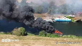 Major road closed due to fire at boatyard
