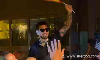 Still rocking sunglasses, Ilia Topuria spotted celebrating Spain's World Cup win