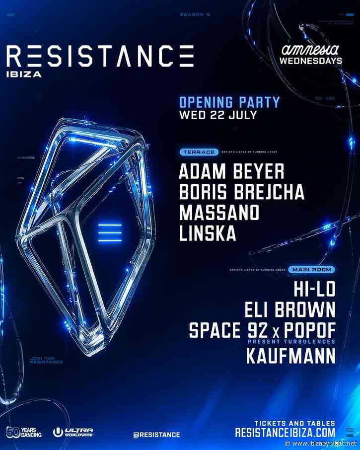 Resistance at Amnesia Ibiza: the opening party 2026,  with Adam Beyer, Boris Brejca, Massano & more!