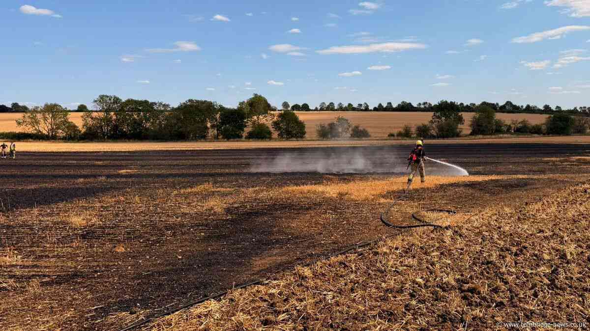 ‘Mini tornado’ appears after field fire caused by spark from combine harvester