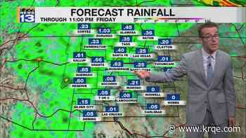 Isolated storms and warmer temperatures around New Mexico