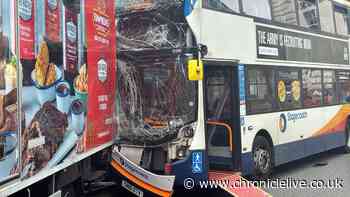 Bus crashes into lorry in Newcastle city centre with eight people hospitalised