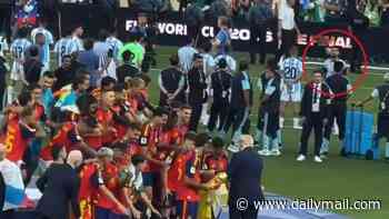 Argentina star praised for defying his team-mates and watching Spain's World Cup trophy lift - amid heavy criticism of national team's disgraceful post-match conduct