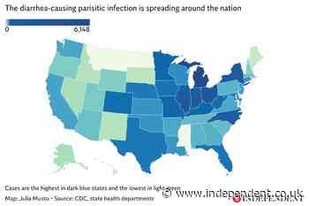 Mapped: More than 10,000 cases of diarrhea-causing parasite now reported across US