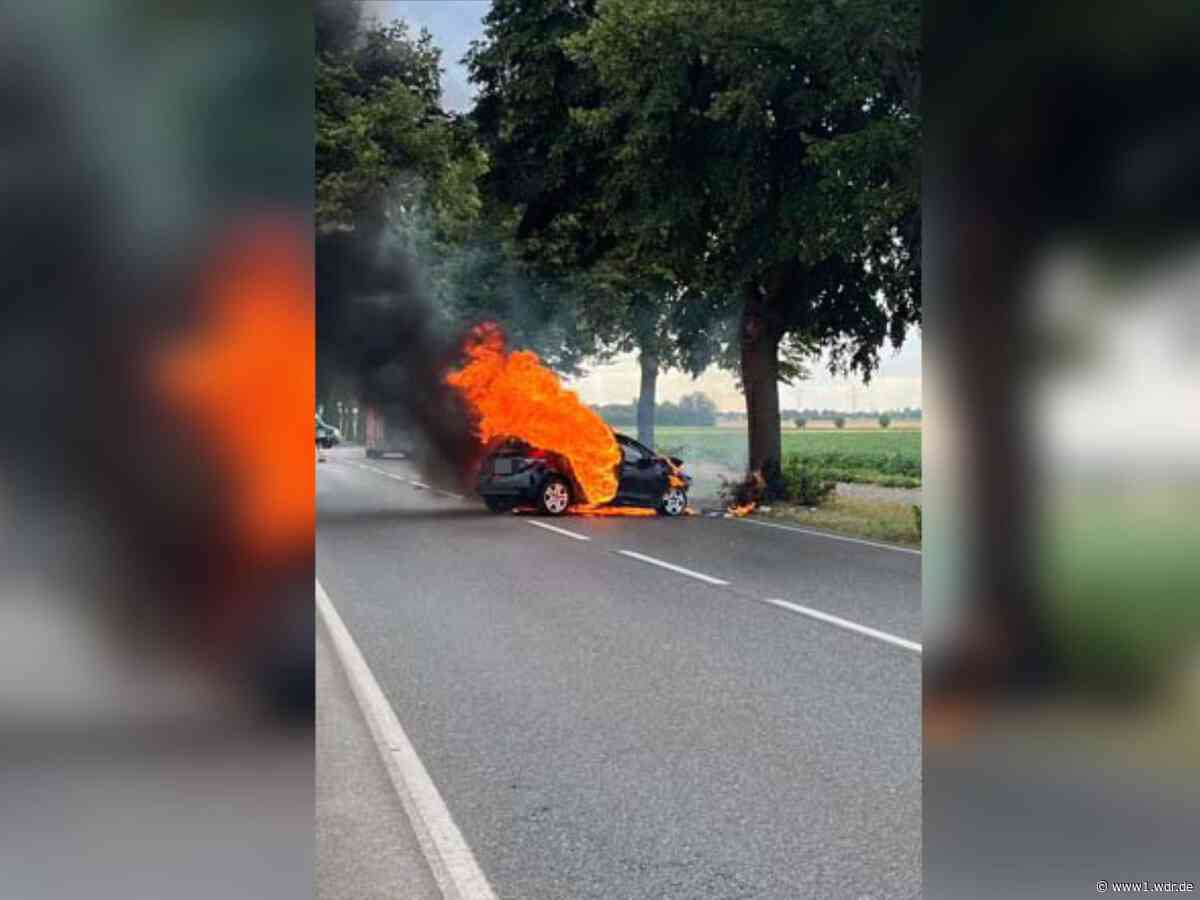 Kerpen: Auto auf B264 geht in Flammen auf - Zeugin hilft