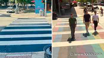 Austin city workers remove rainbow crosswalks early Monday morning