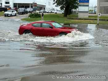 Heavy rainfall floods some Brantford city streets