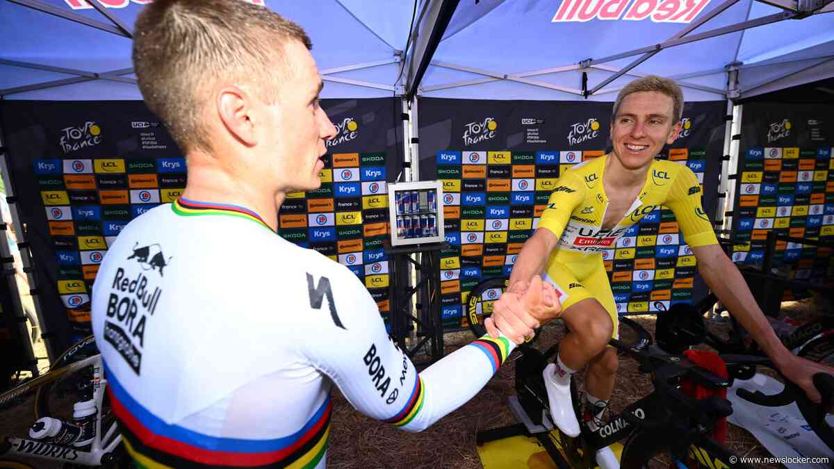 Tadej Pogacar maakt diepe buiging voor Remco Evenepoel en kijkt uit naar ’gekkenhuis’ op Alpe d’Huez