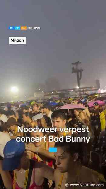 Noodweer verpest concert Bad Bunny in Milaan | RTL Nieuws