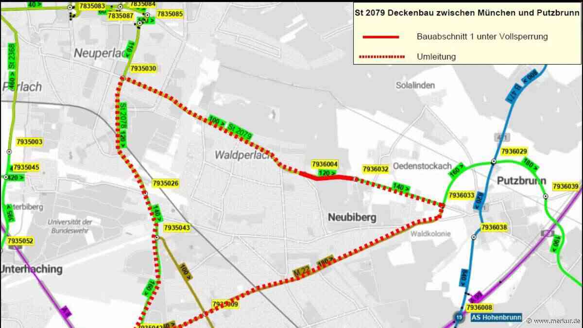 Staatsstraße 2079 zwischen München und Putzbrunn ab 3. August gesperrt