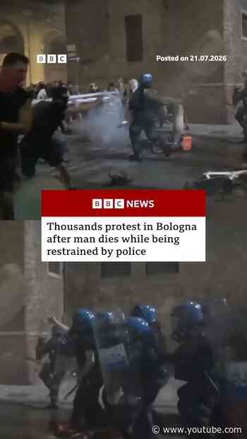Dozens hurt in Bologna protests after man dies while being restrained by police. #Bologna #BBCNews