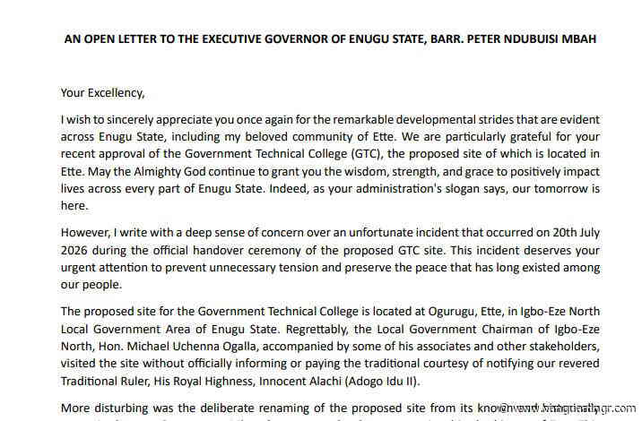 An Open Letter To The Executive Governor Of Enugu State, Dr. Peter Mbah