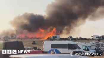 Watch: Tent fire rips through music festival site