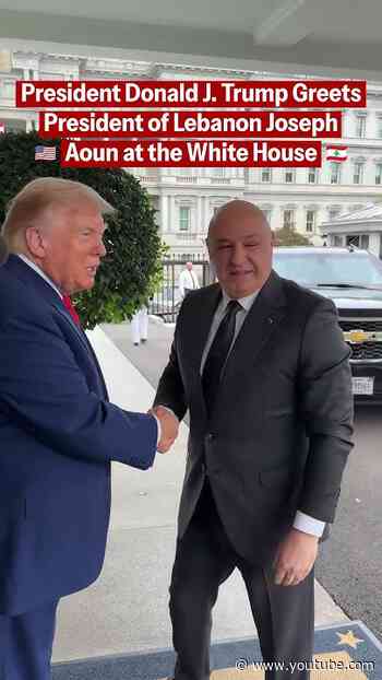 President Trump greets Lebanese President Joseph Auon before a bilateral meeting at the White House