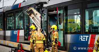 Meerdere gewonden bij trambotsing op de Rotterdamse Erasmusbrug